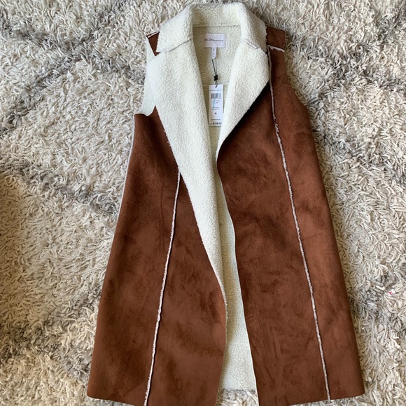 NWT BCBG Faux Shearling Long Vest - Picture 3 of 8